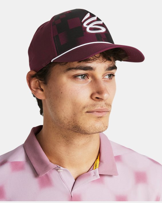 Men's Curry Golf Snapback Cap in Maroon image number 2